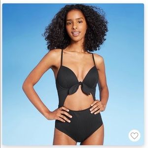 NWOT Ribbed, cut out one piece with faux tie